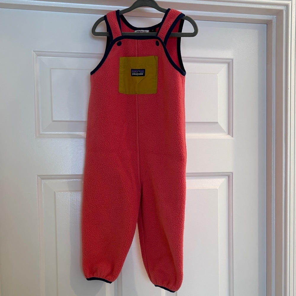 Patagonia Kids' Pink and Yellow Fleece Overalls